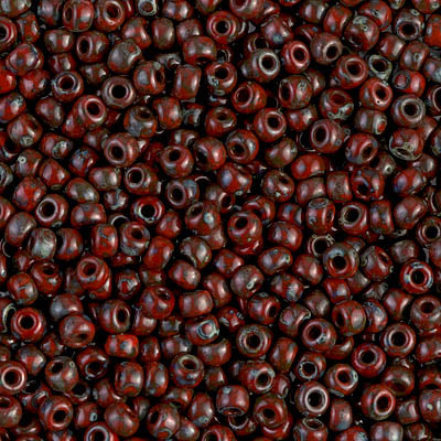 8/0 Miyuki SEED Bead - Opaque Red Picasso