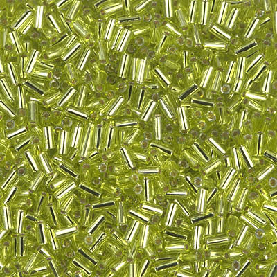 3mm Miyuki Bugle Beads - Silverlined Chartreuse