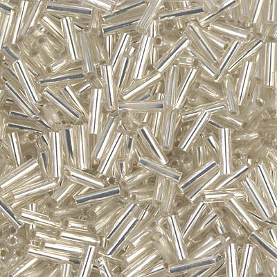 6mm Miyuki Bugle Beads - Silverlined Crystal