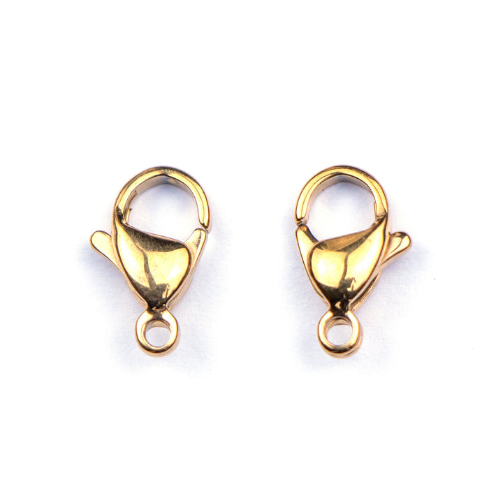 12mm x 7mm Lobster Claw Clasp - Waterproof Gold***