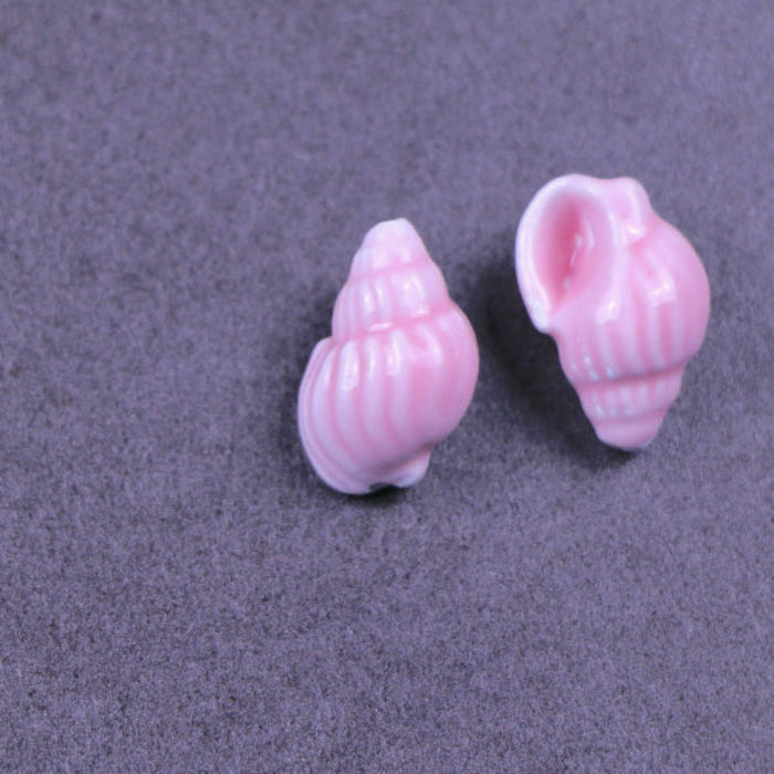 21mm x 14mm Ceramic Conch Bead - Pink***