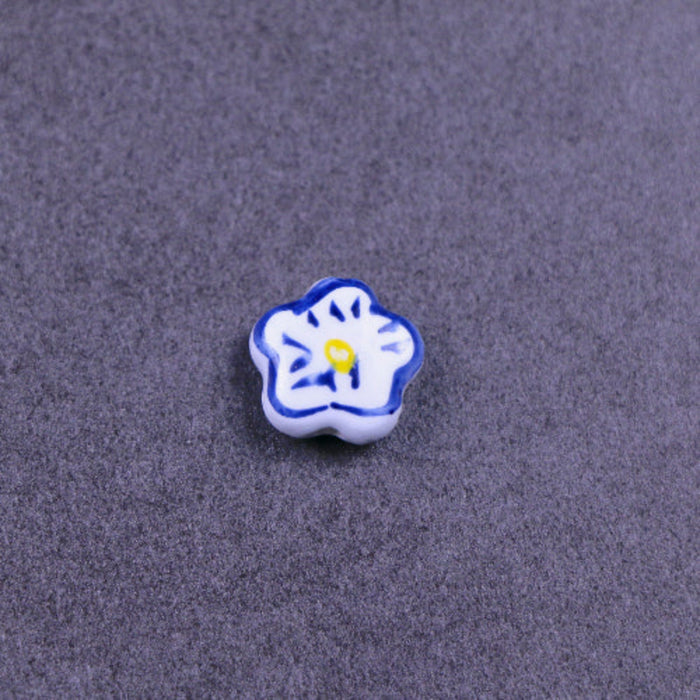 15mm x 6mm Ceramic Flower Bead - Blue and White***