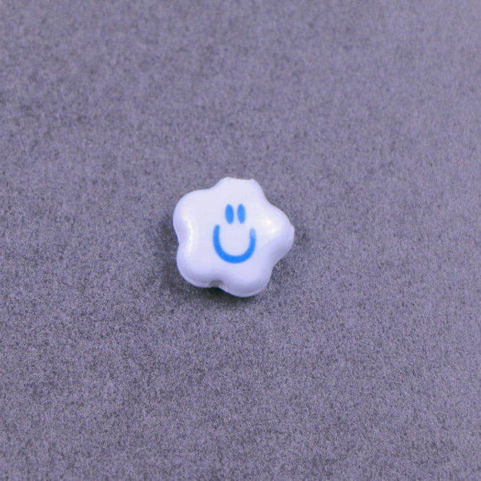 14mm x 6.5mm Ceramic Flower Bead with Smiley Face***