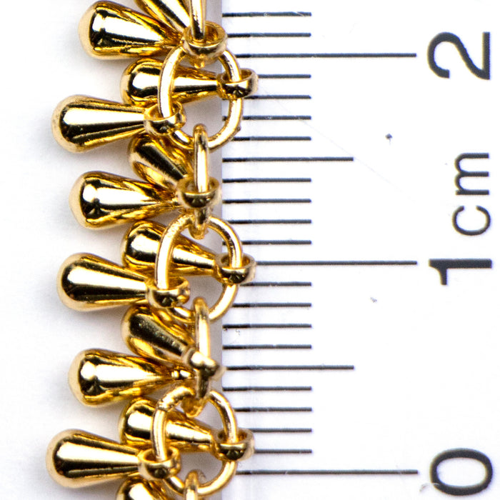 7mm Dangling Teardrop Bauble Chain - Gold