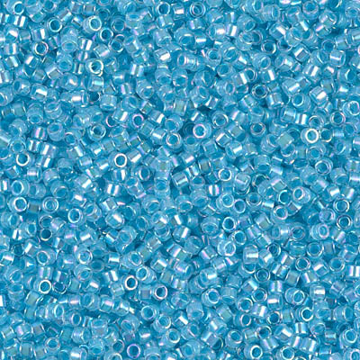5 Grams of 11/0 Miyuki DELICA Beads - Aqua Lined Crystal AB