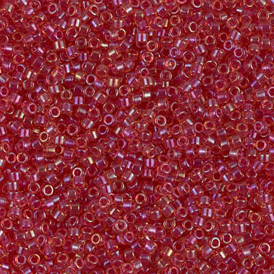 5 Grams of 11/0 Miyuki DELICA Beads - Light Cranberry Lined Topaz Luster