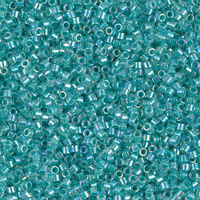 5 Grams of 11/0 Miyuki DELICA Beads - Turquoise Green Lined Crystal AB