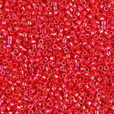 5 Grams of 11/0 Miyuki DELICA Beads - Opaque Vermillion Red AB