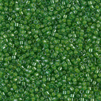 5 Grams of 11/0 Miyuki DELICA Beads - Lined Pea Green Luster