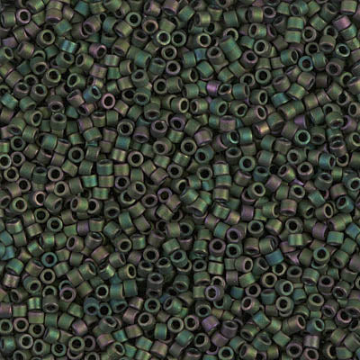 5 Grams of 11/0 Miyuki DELICA Beads - Matte Metallic Dark Green Iris