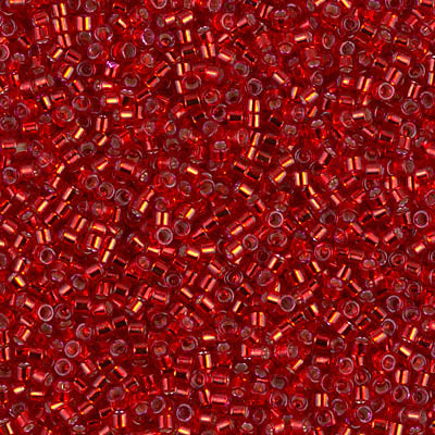 5 Grams of 11/0 Miyuki DELICA Beads - Dyed Silverlined Red
