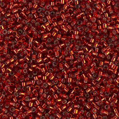 5 Grams of 11/0 Miyuki DELICA Beads - Dyed Silverlined Brick Red