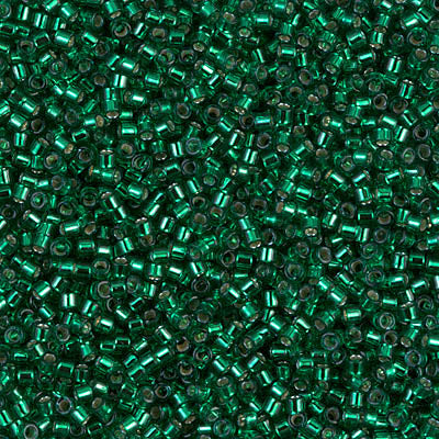 5 Grams of 11/0 Miyuki DELICA Beads - Dyed Silverlined Emerald