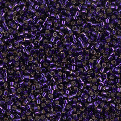 5 Grams of 11/0 Miyuki DELICA Beads - Dyed Silverlined Dark Purple