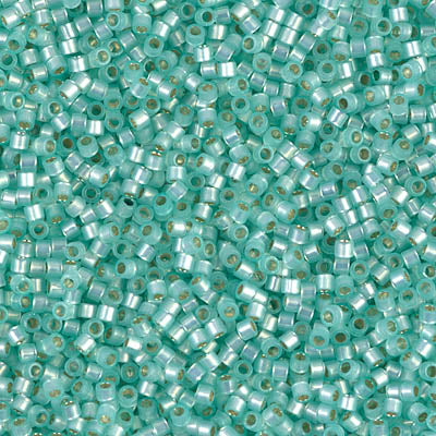 5 Grams of 11/0 Miyuki DELICA Beads - Dyed Light Aqua Green Silverlined Alabaster