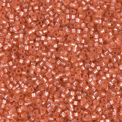 5 Grams of 11/0 Miyuki DELICA Beads - Dyed Semi-Frosted Silverlined Watermelon