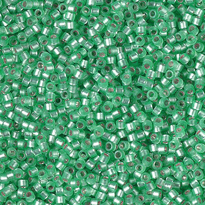 5 Grams of 11/0 Miyuki DELICA Beads - Dyed Semi-Frosted Silverlined Mint Green