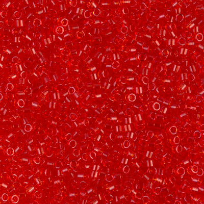 5 Grams of 11/0 Miyuki DELICA Beads - Transparent Red Orange