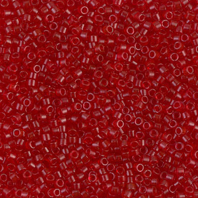 5 Grams of 11/0 Miyuki DELICA Beads - Dyed Semi-Frosted Transparent Red