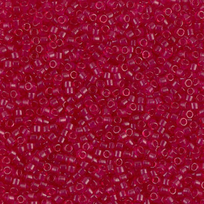 5 Grams of 11/0 Miyuki DELICA Beads - Dyed Semi-Frosted Transparent Scarlet