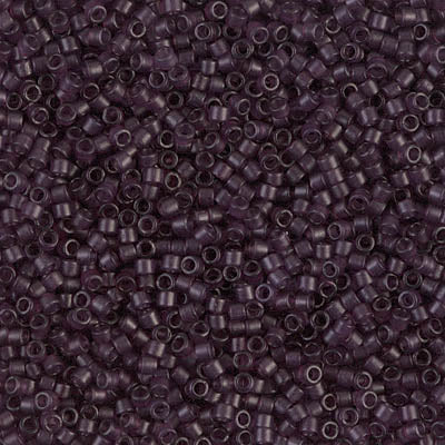 5 Grams of 11/0 Miyuki DELICA Beads - Dyed Semi-Frosted Transparent Dark Smoky Amethyst