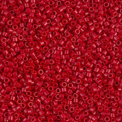 5 Grams of 11/0 Miyuki DELICA Beads - Dyed Semi-Frosted Opaque Bright Red