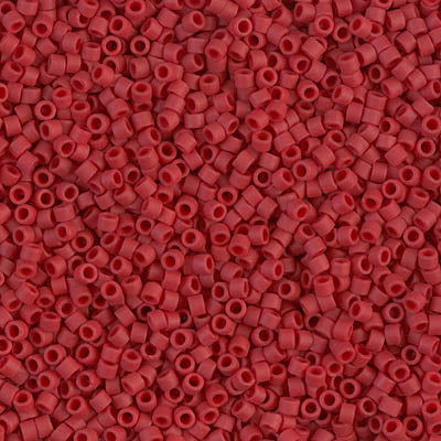 5 Grams of 11/0 Miyuki DELICA Beads - Dyed Semi-Frosted Opaque Red