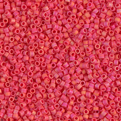 5 Grams of 11/0 Miyuki DELICA Beads - Matte Opaque Vermillion Red AB