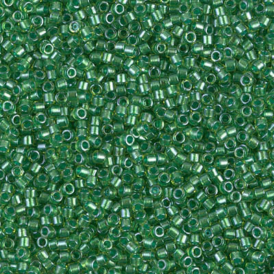 5 Grams of 11/0 Miyuki DELICA Beads - Sparkling Green Lined Chartreuse