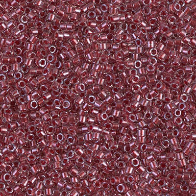 5 Grams of 11/0 Miyuki DELICA Beads - Sparkling Cranberry Lined Crystal