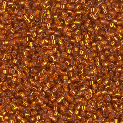 5 Grams of 11/0 Miyuki DELICA Beads - Dyed Silverlined Burnt Orange