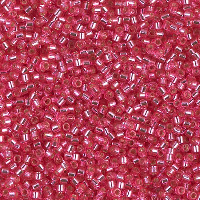 5 Grams of 11/0 Miyuki DELICA Beads - Dyed Silverlined Rose