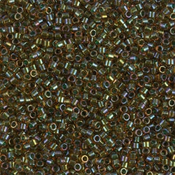5 Grams of 11/0 Miyuki DELICA Beads - Olive Lined Orange AB