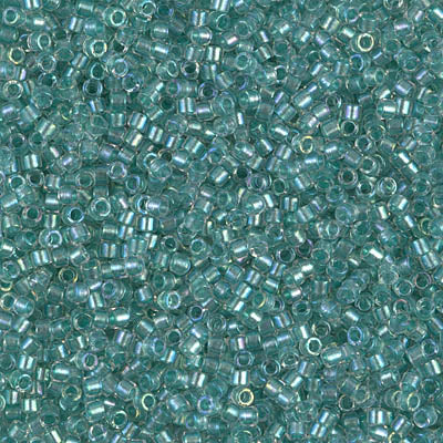 5 Grams of 11/0 Miyuki DELICA Beads - Sparkling Aqua Green Lined Crystal AB