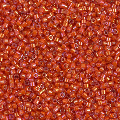 5 Grams of 11/0 Miyuki DELICA Beads - White Lined Flame Red AB