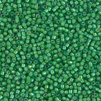 5 Grams of 11/0 Miyuki DELICA Beads - White Lined Green AB