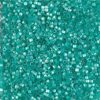 5 Grams of 11/0 Miyuki DELICA Beads - Silk Inside Dyed Aqua Green AB