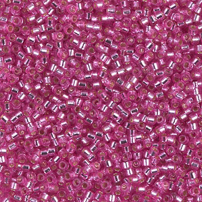 5 grams of 11/0 Miyuki DELICA Beads - Duracoat Silverlined Dyed Pink Parfait