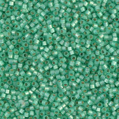 5 Grams of 11/0 Miyuki DELICA Beads - Duracoat Semi-Frosted Silverlined Dyed Spearmint