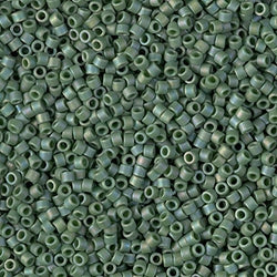 5 Grams of 11/0 Miyuki DELICA Beads - Matte Opaque Glazed Basil Green AB