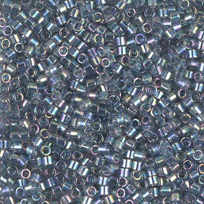 10/0 Miyuki DELICA Beads - Transparent Blue Grey Rainbow Gold Luster