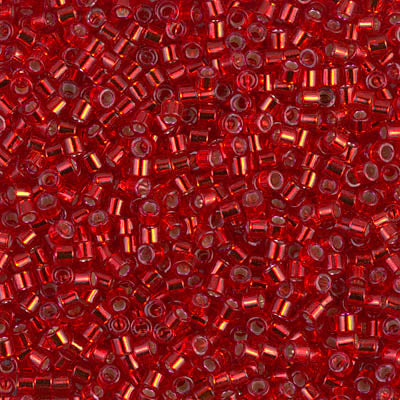 10/0 Miyuki DELICA Beads - Dyed Silverlined Red