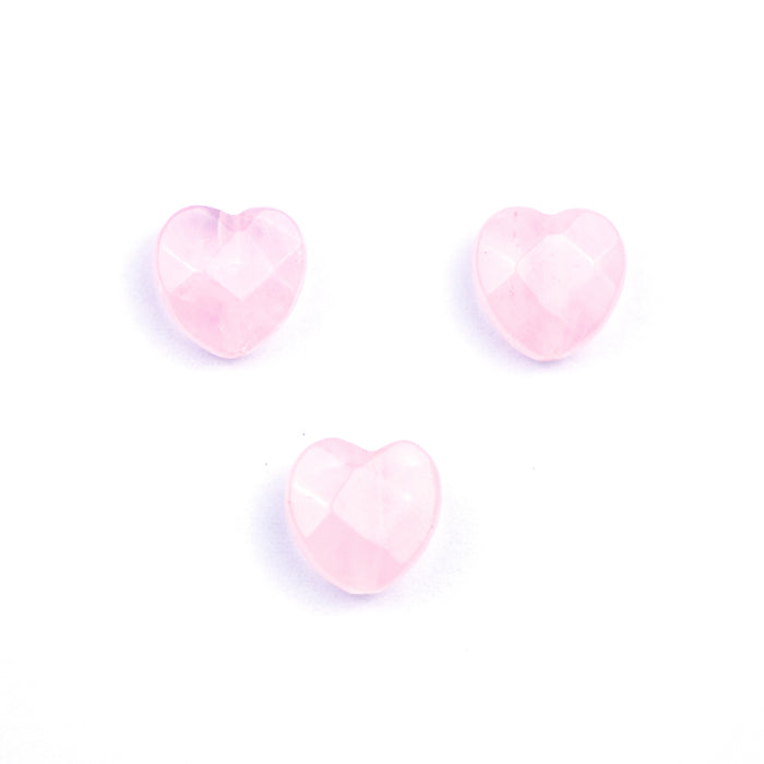 12mm Faceted Heart Beads - Rose Quartz***