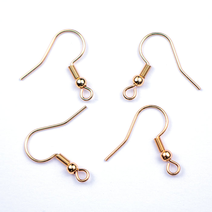 25mm Hook Earwire with 2mm ball and coil - Waterproof Gold***