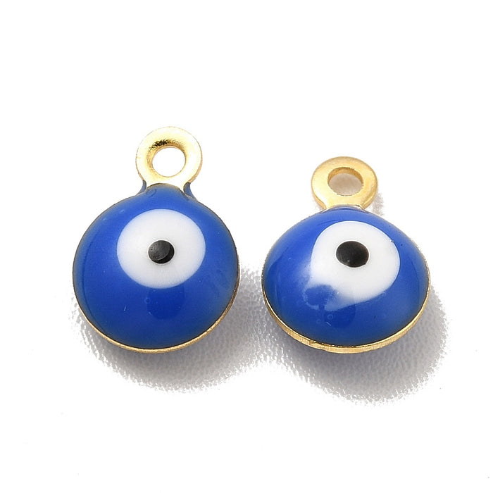 6mm Evil Eye Charm - Gold Plated Stainless Steel and Enamel
