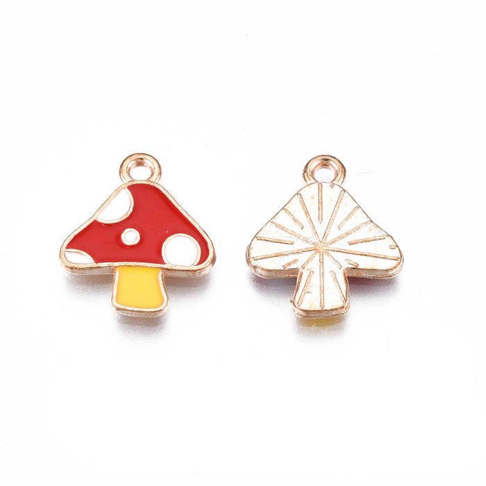 13mm x 15mm Red Mushroom Charm - Enamel and Base Metal