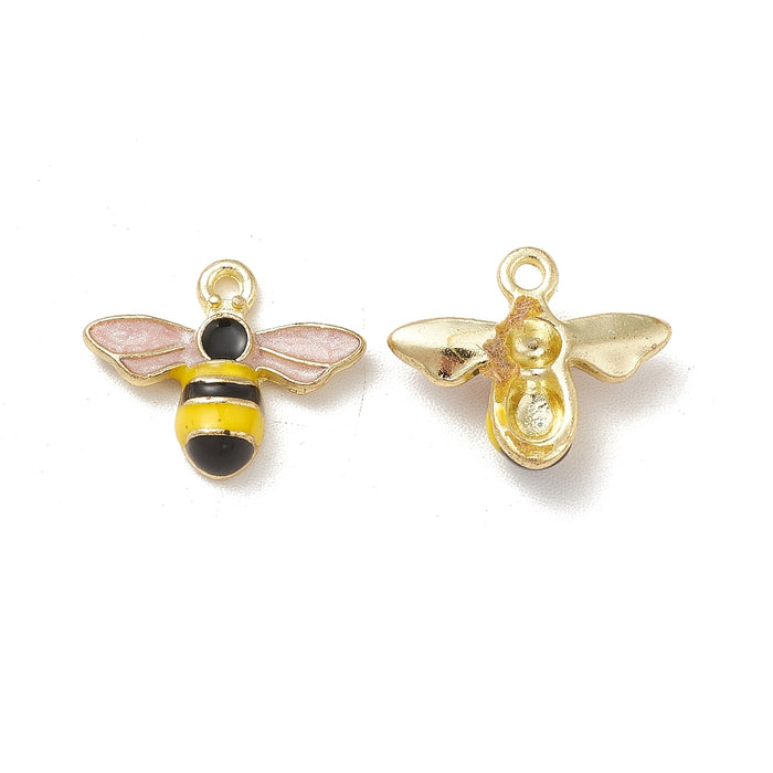 12mm x 14mm Bumble Bee Charm - Enamel and Base Metal