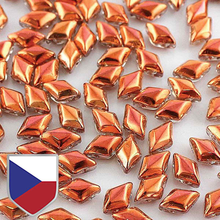 Two-Hole 8mm x 5mm GEMDUO Bead (Czech Shield) - Crystal Sunset