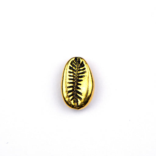 Cowrie Shell Bead - Antique Gold Plate