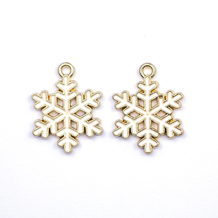 16mm x 20.5mm Gold Snowflake Charm - Enamel and Base Metal***